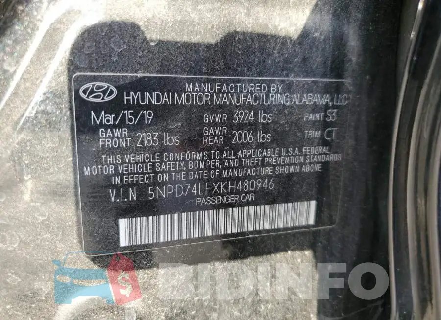 5NPD74LFXKH480946 Photo# 12