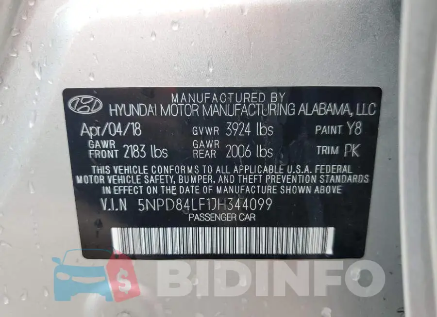 5NPD84LF1JH344099 Photo# 13