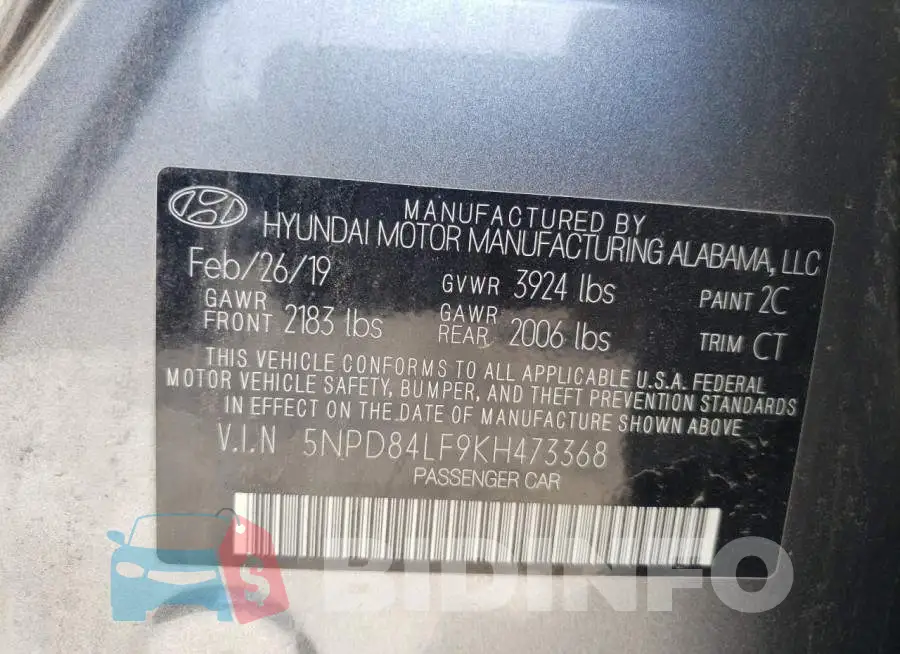 5NPD84LF9KH473368 Photo# 12