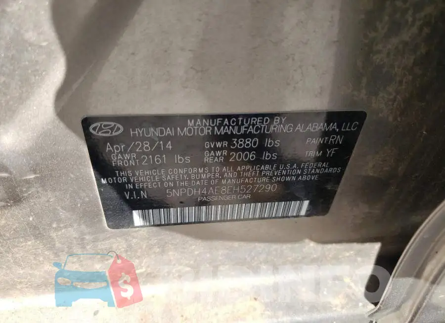 5NPDH4AE8EH527290 Photo# 12
