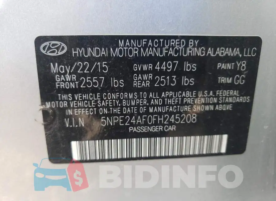 5NPE24AF0FH245208 Photo# 13