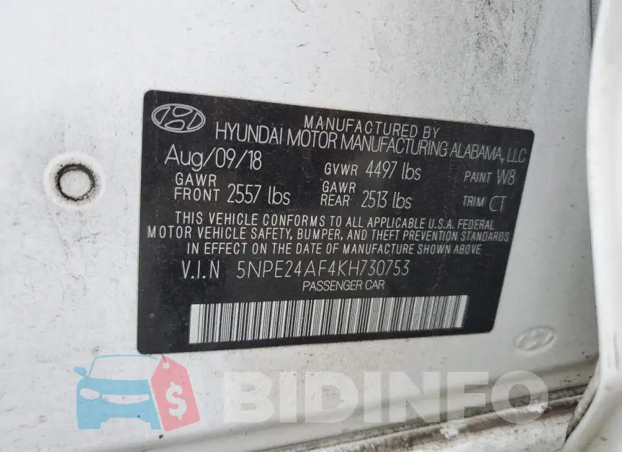5NPE24AF4KH730753 Photo# 12
