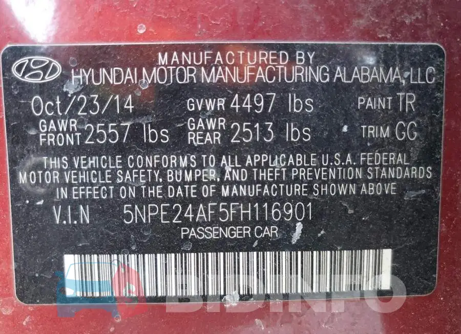 5NPE24AF5FH116901 Photo# 13