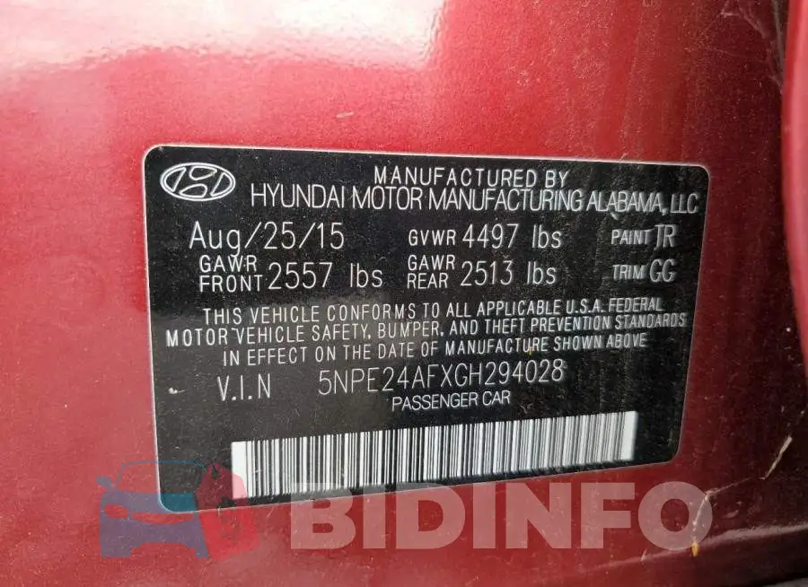 5NPE24AFXGH294028 Photo# 12