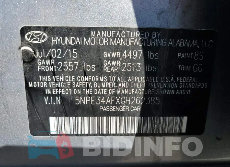 5NPE34AFXGH262385 Photo# 12