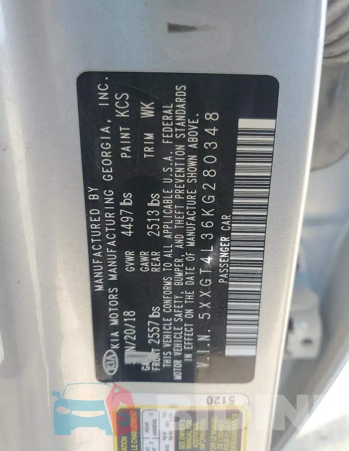 5XXGT4L36KG280348 Photo# 12