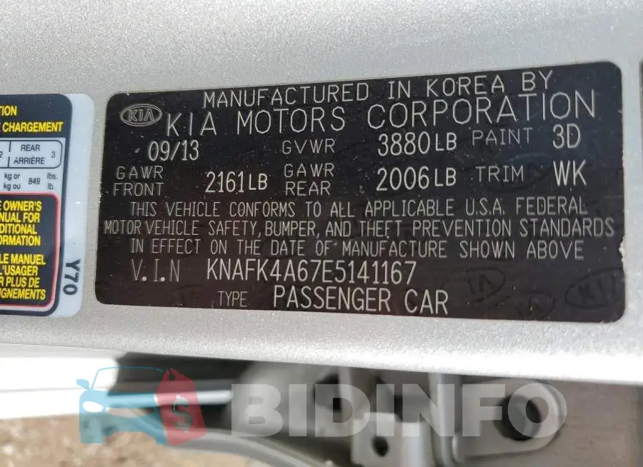 KNAFK4A67E5141167 Photo# 12
