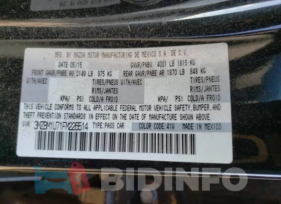 3MZBM1U71FM226514 Photo# 13