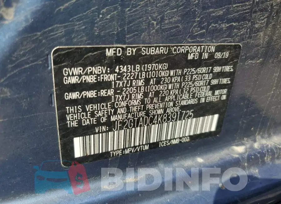 JF2GTADC4K8391725 Photo# 13