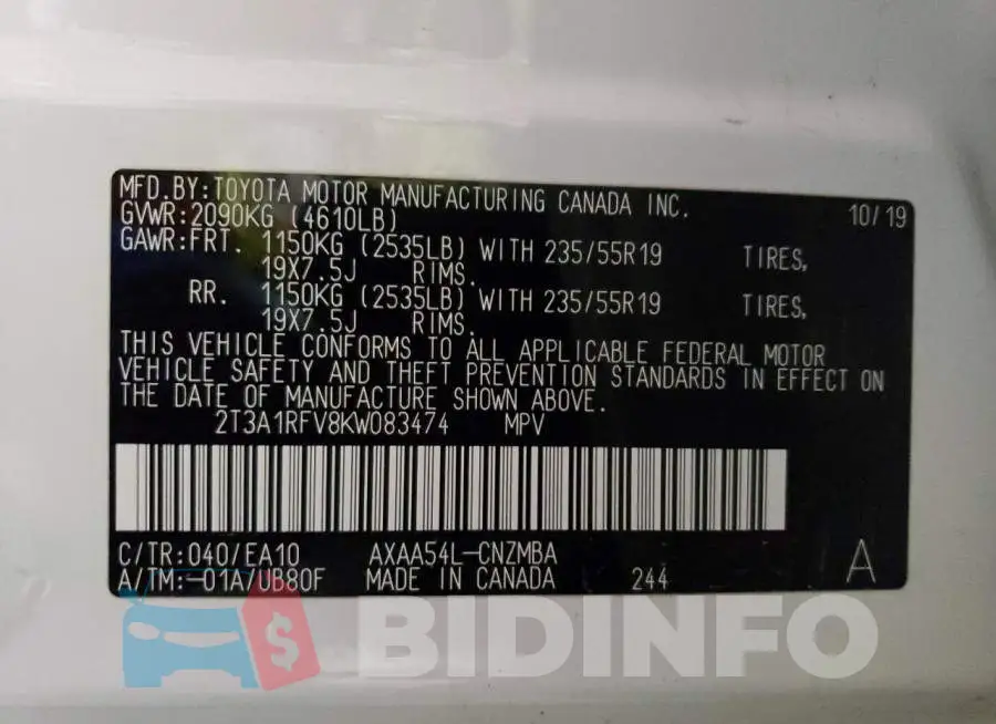 2T3A1RFV8KW083474 Photo# 12