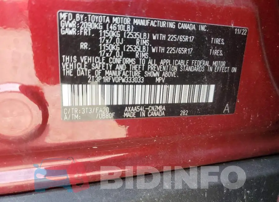 2T3P1RFV0PW333033 Photo# 13