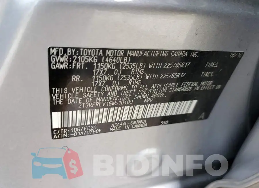 2T3RFREV1GW510409 Photo# 12