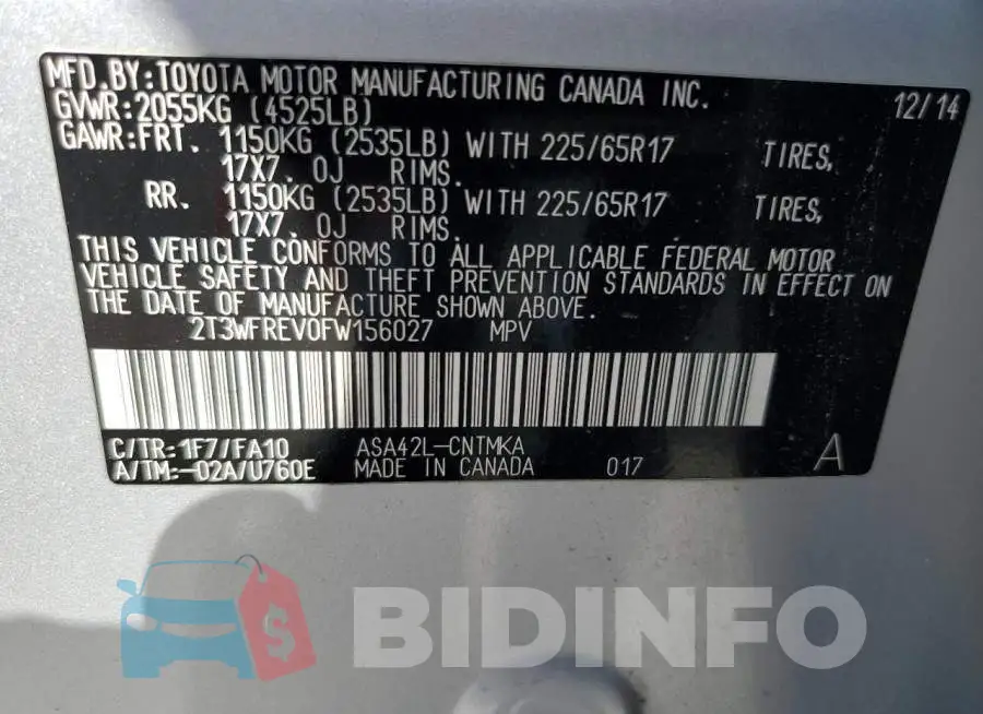 2T3WFREV0FW156027 Photo# 12
