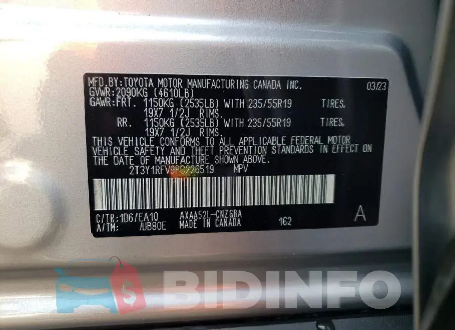 2T3Y1RFV9PC226519 Photo# 12