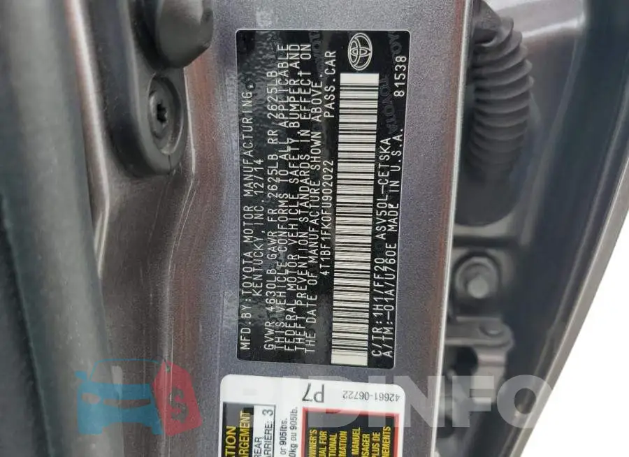 4T1BF1FK0FU902022 Photo# 12