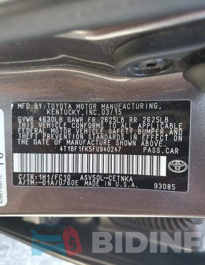 4T1BF1FK5FU940247 Photo# 12