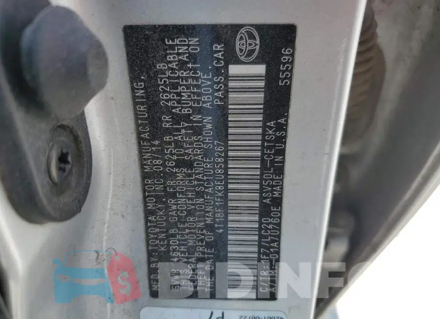 4T1BF1FK8EU858267 Photo# 12