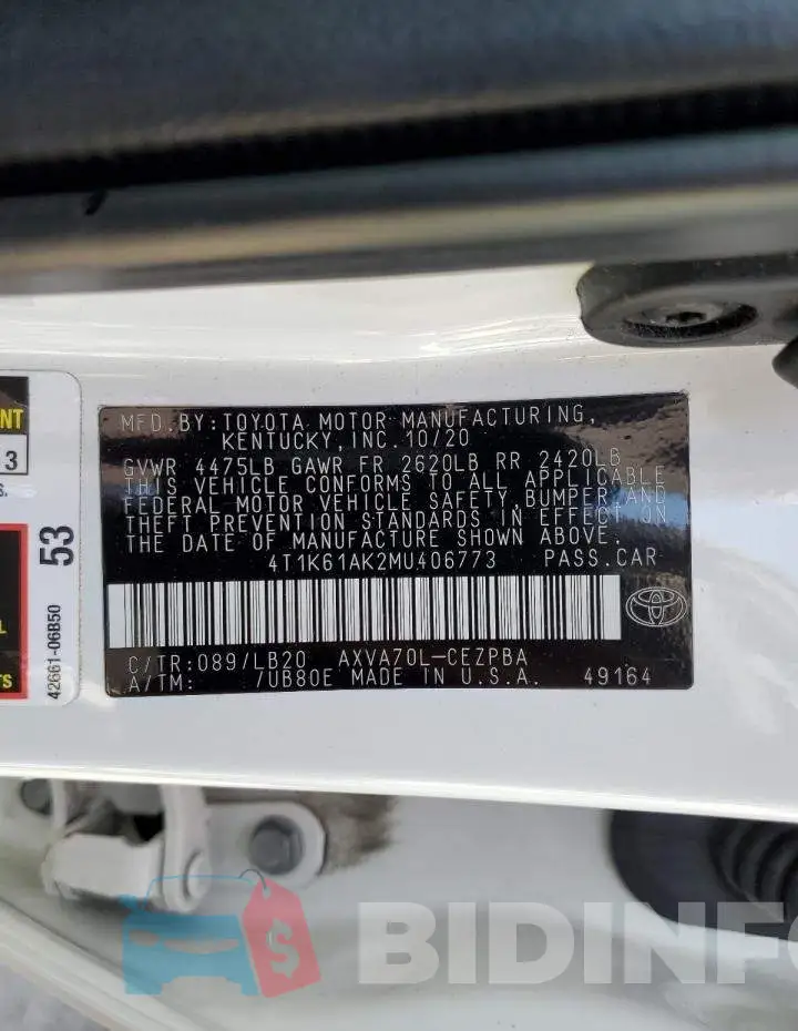 4T1K61AK2MU406773 Photo# 12