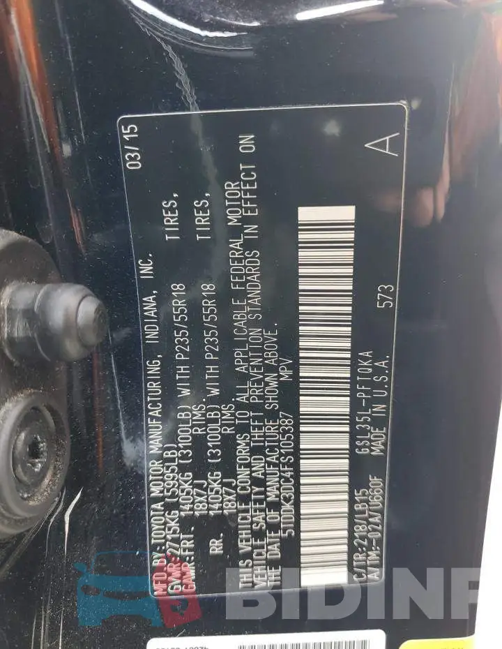 5TDDK3DC4FS105387 Photo# 14