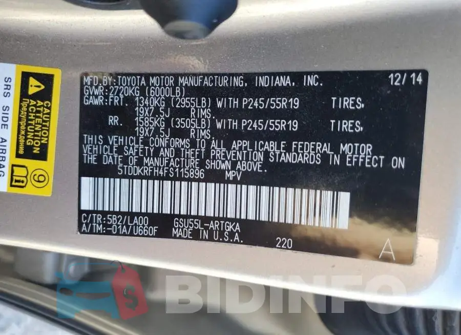 5TDDKRFH4FS115896 Photo# 13