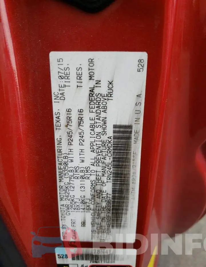 5TFUX4EN9FX039677 Photo# 12