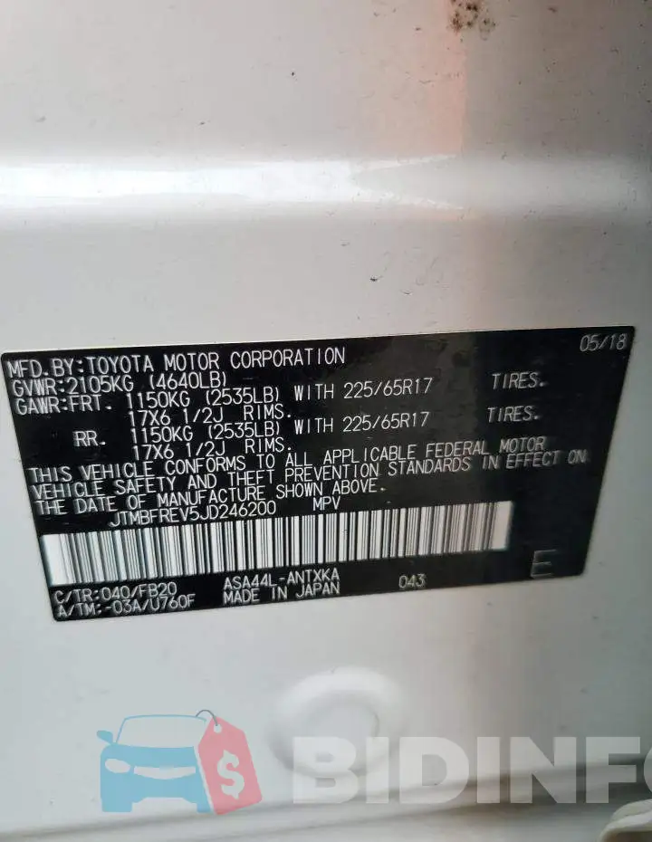 JTMBFREV5JD246200 Photo# 12