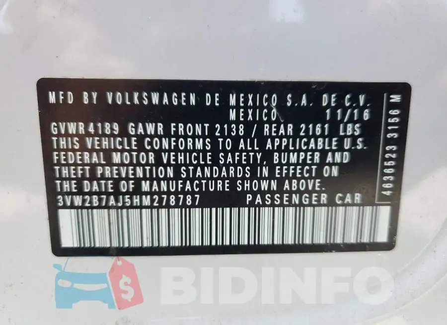 3VW2B7AJ5HM278787 Photo# 12