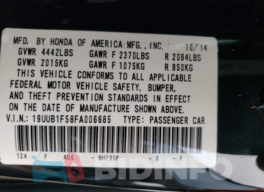 19UUB1F58FA006685 Photo# 12