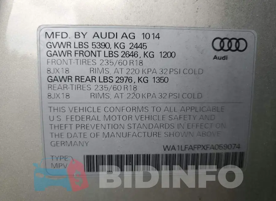 WA1LFAFPXFA059074 Photo# 14