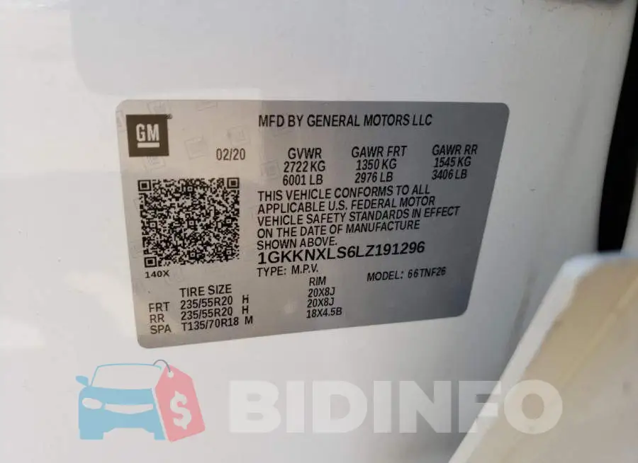1GKKNXLS6LZ191296 Photo# 13