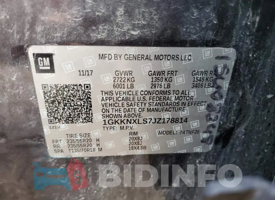 1GKKNXLS7JZ178814 Photo# 14