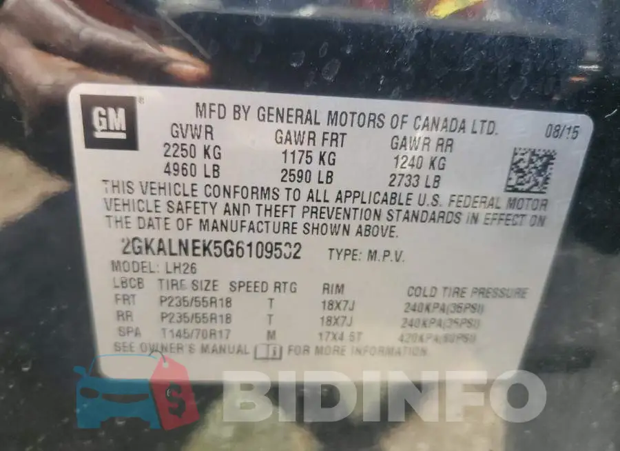 2GKALNEK5G6109532 Photo# 12