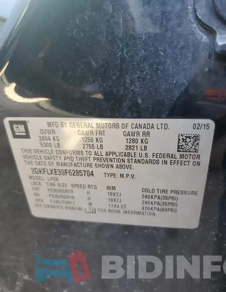 2GKFLXE39F6285704 Photo# 12