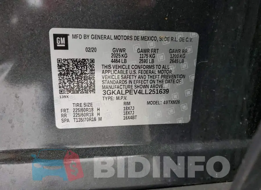 3GKALPEV4LL251639 Photo# 13