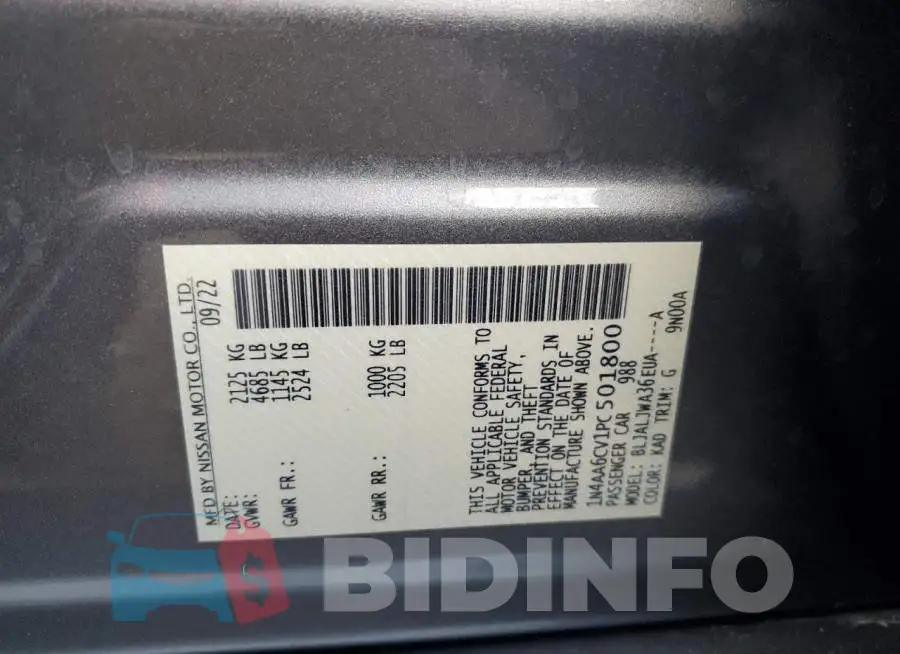 1N4AA6CV1PC501800 Photo# 12