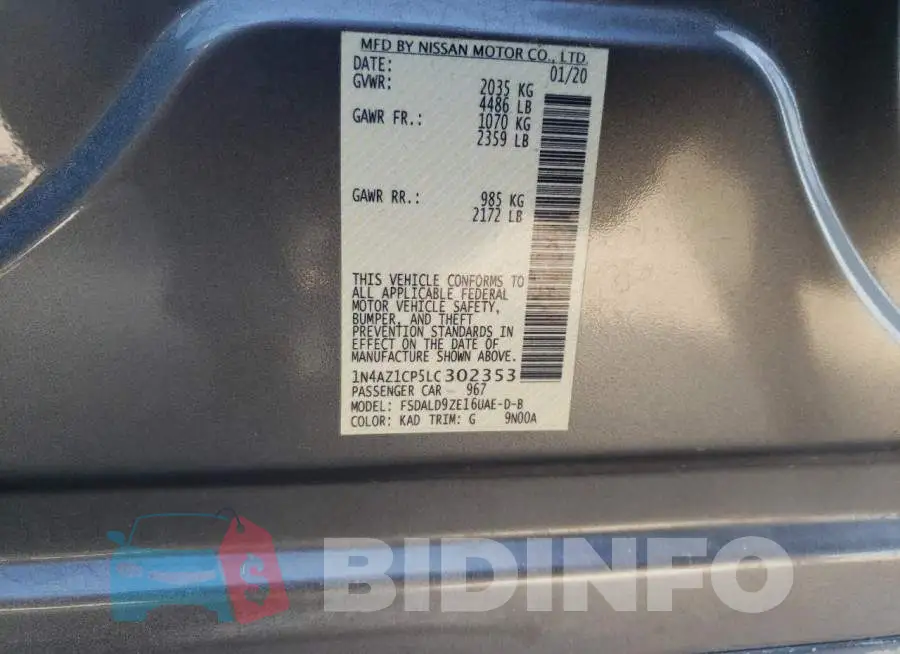 1N4AZ1CP5LC302353 Photo# 12
