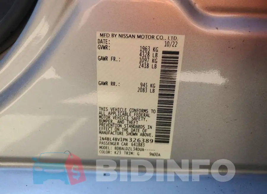 1N4BL4BV1PN326389 Photo# 12