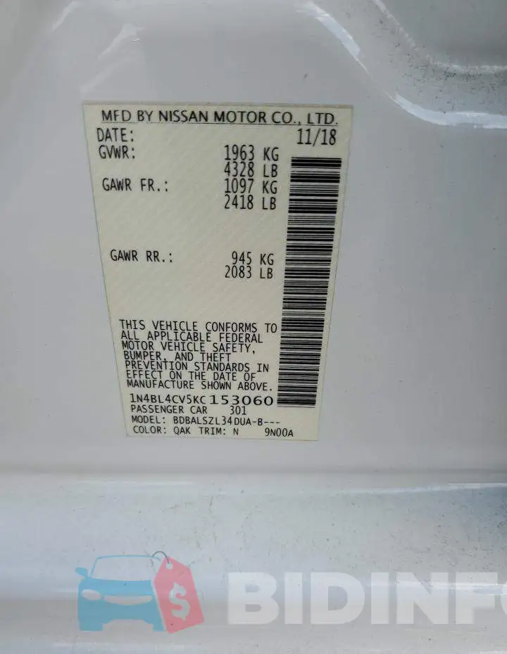1N4BL4CV5KC153060 Photo# 12