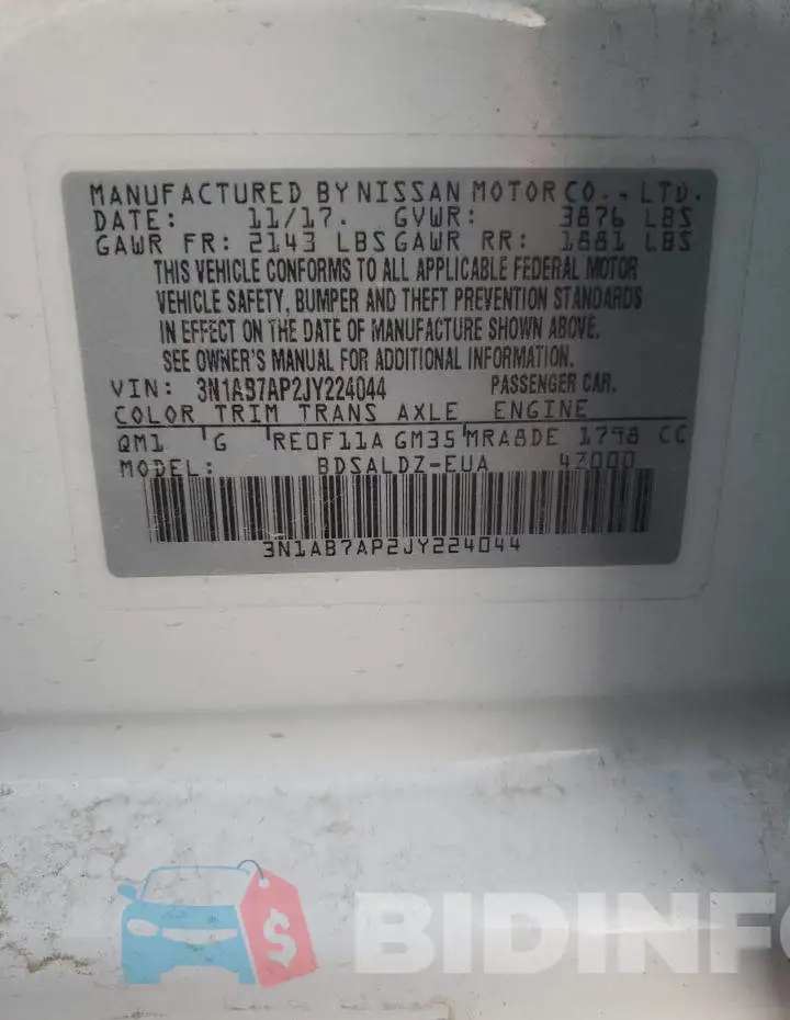 3N1AB7AP2JY224044 Photo# 12