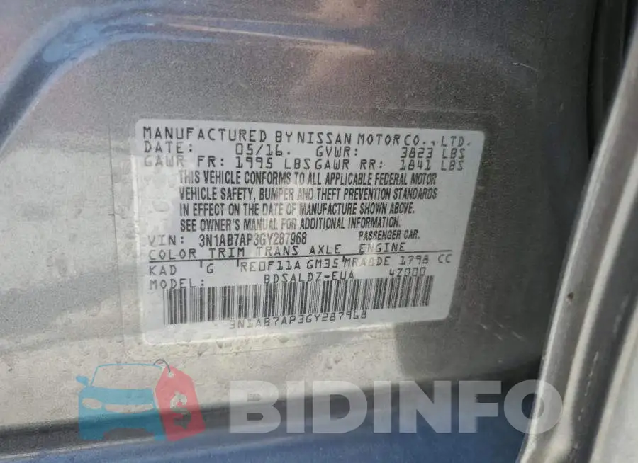 3N1AB7AP3GY287968 Photo# 12