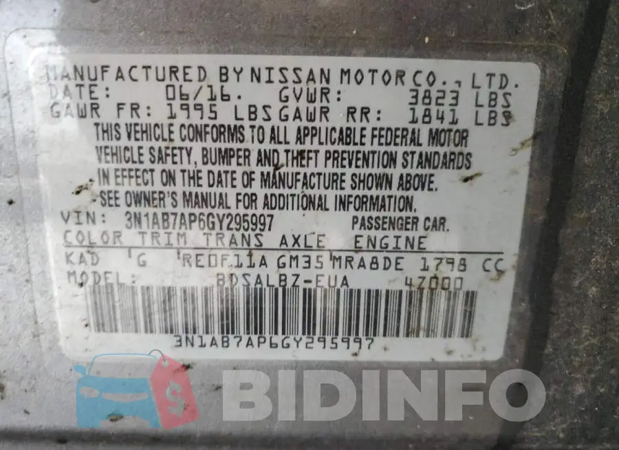 3N1AB7AP6GY295997 Photo# 13