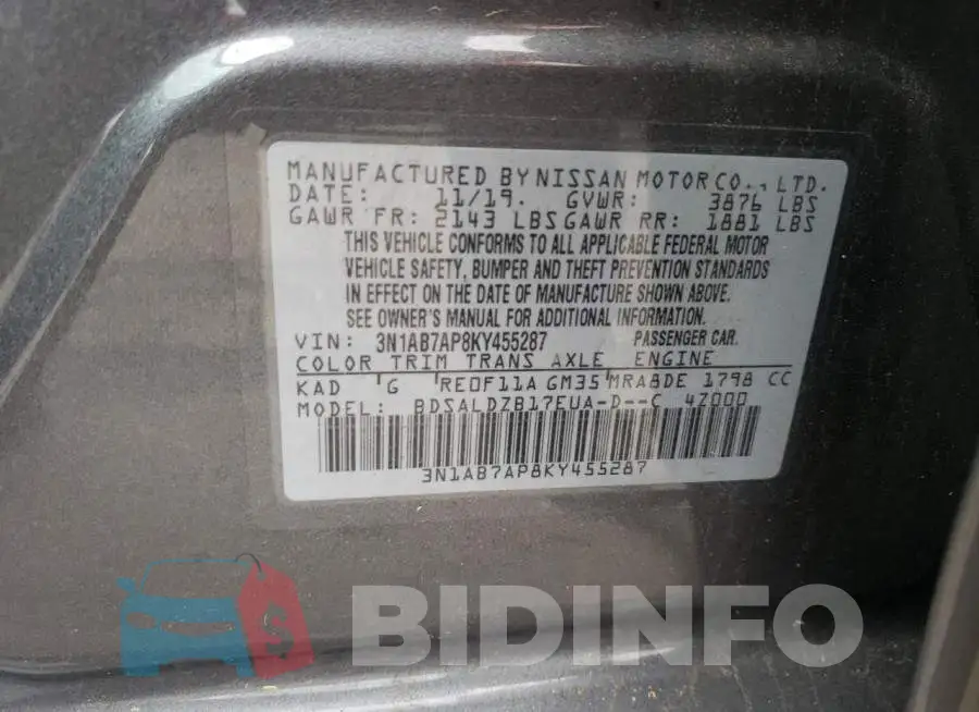 3N1AB7AP8KY455287 Photo# 13