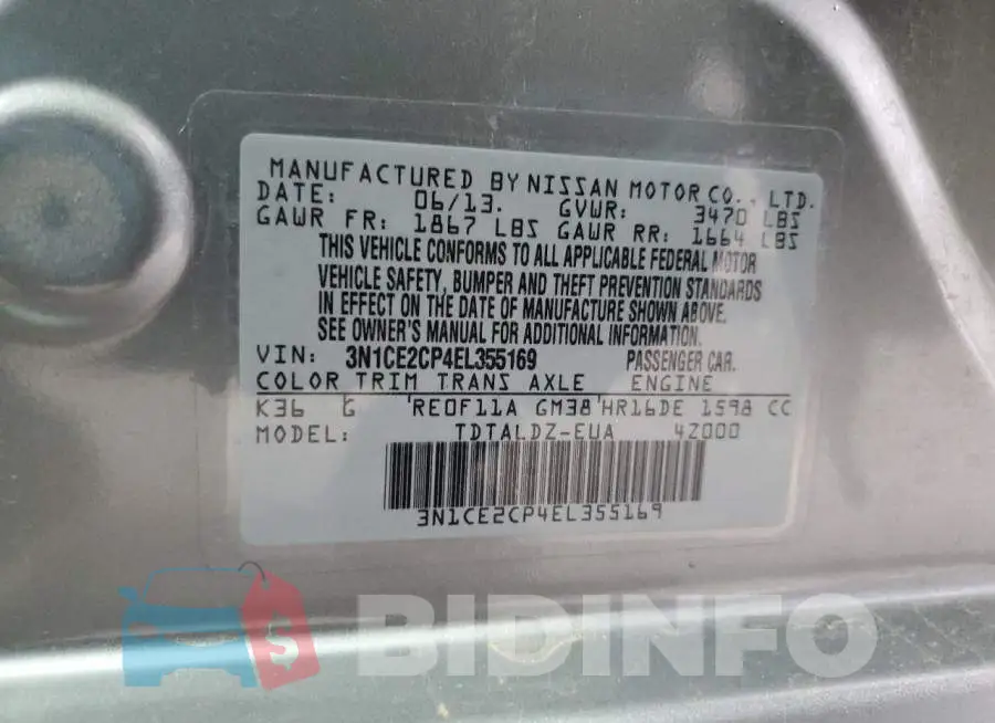 3N1CE2CP4EL355169 Photo# 12
