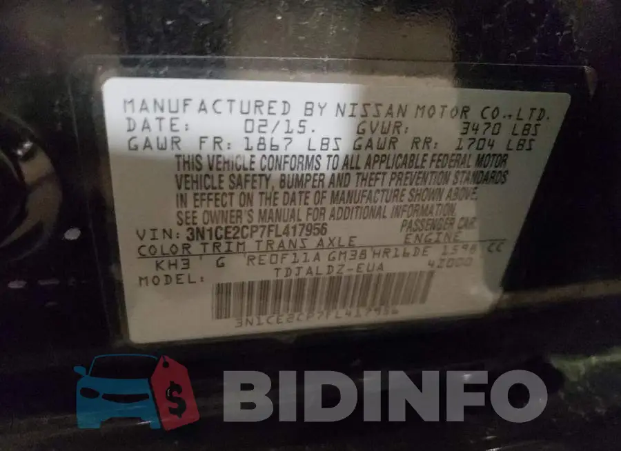 3N1CE2CP7FL417956 Photo# 12
