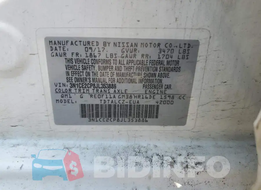 3N1CE2CP8JL353886 Photo# 12