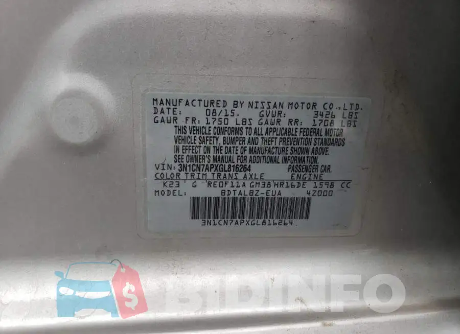 3N1CN7APXGL816264 Photo# 12