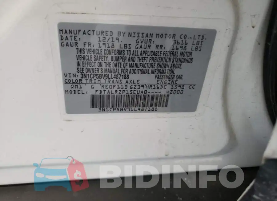 3N1CP5BV9LL487188 Photo# 14