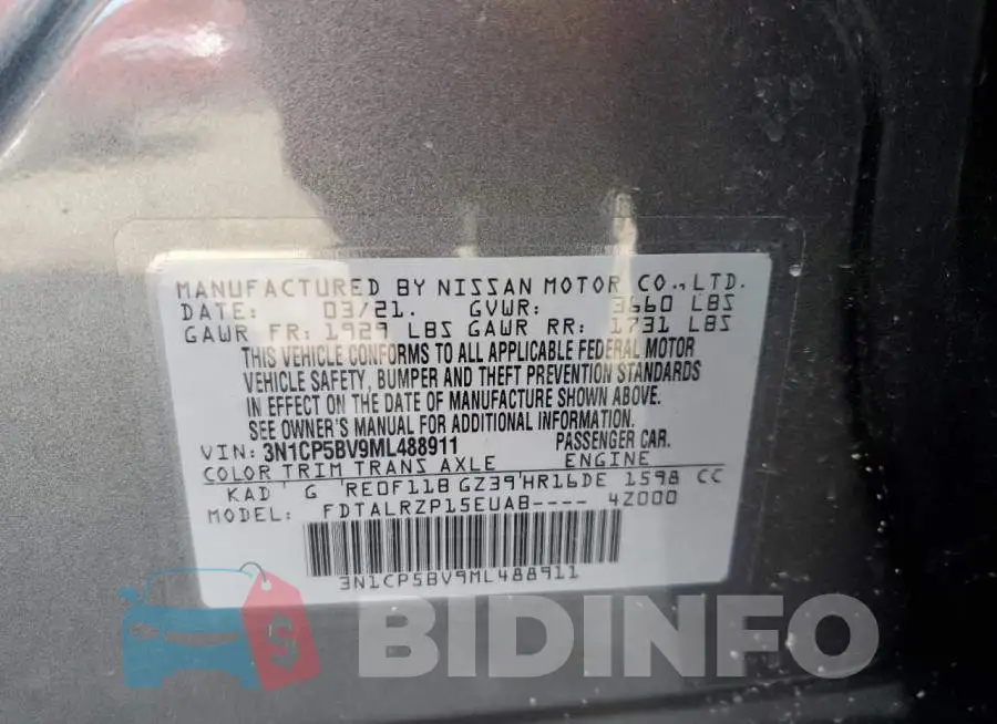 3N1CP5BV9ML488911 Photo# 12