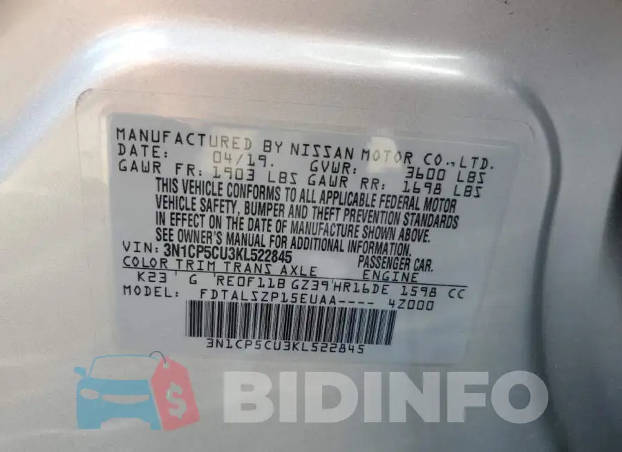 3N1CP5CU3KL522845 Photo# 13