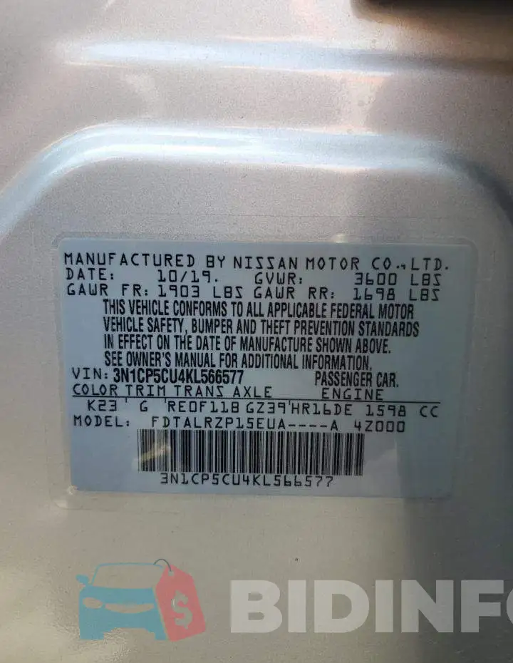 3N1CP5CU4KL566577 Photo# 14